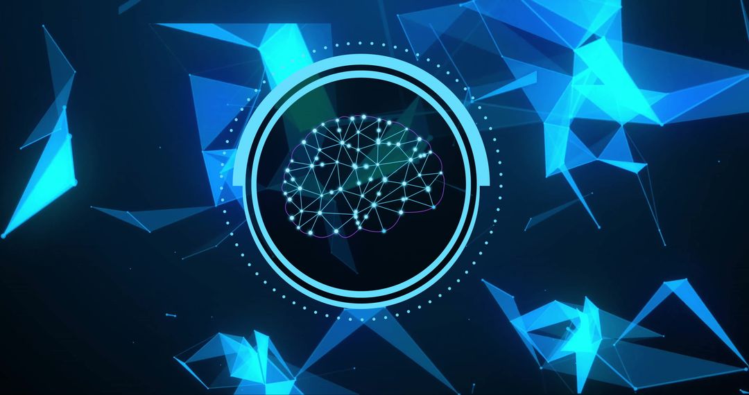 Digital Brain With Geometric Patterns Representing AI Technology