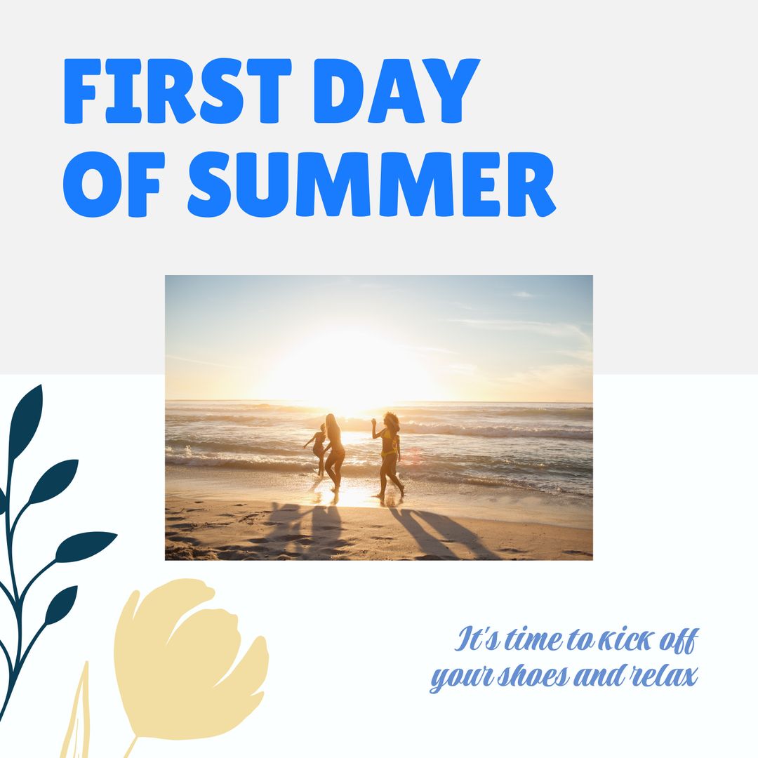 Joyful Friends Celebrating Summer on Sunny Beach