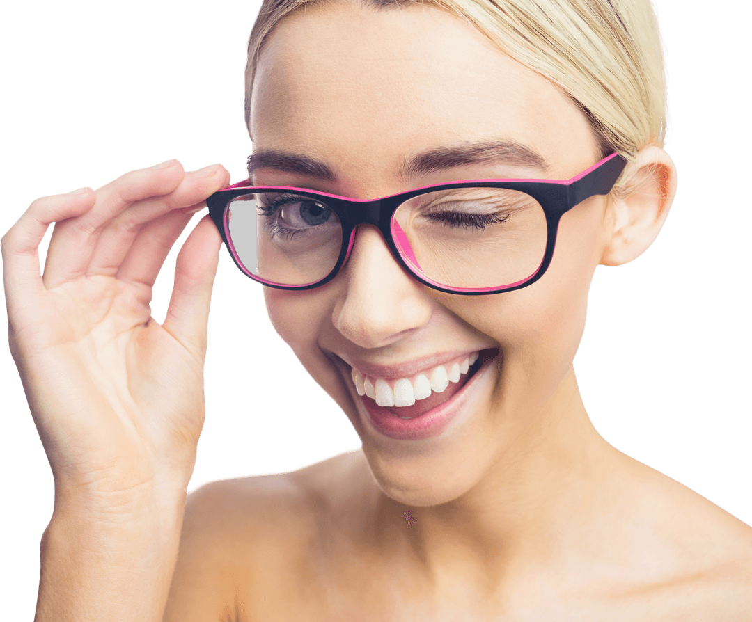 Playful Woman Winking Transparent Background Portrait