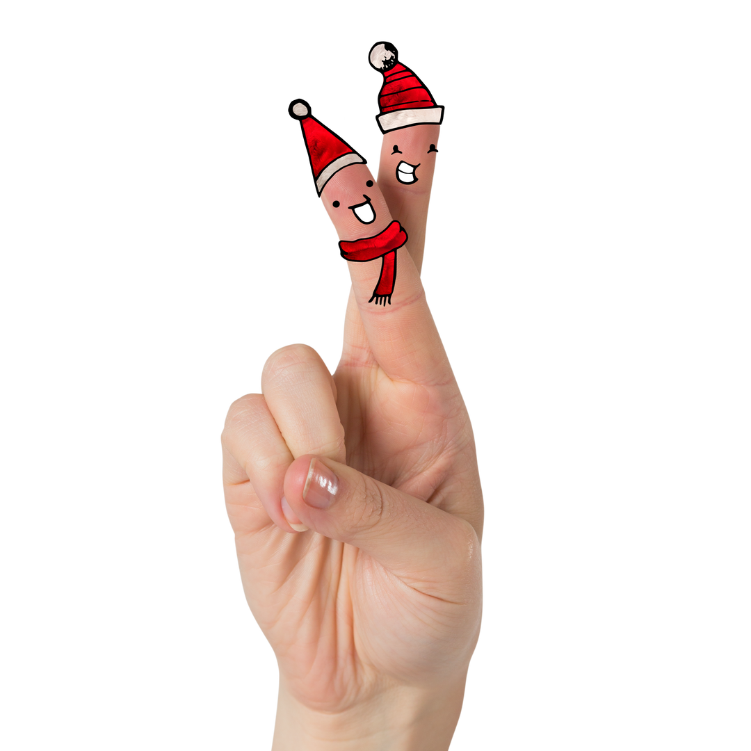 Caricature Christmas Fingers with Santa Hats on Transparent Background - Download Free Stock Images Pikwizard.com