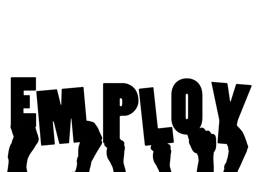 Hands with Employ Text on Transparent Background - Work Concept