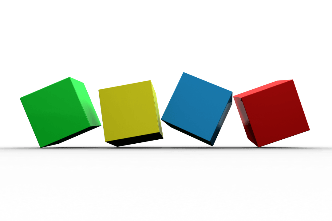 3D Colorful Transparent Cubes Aligned in a Row Vibrant Modern Design