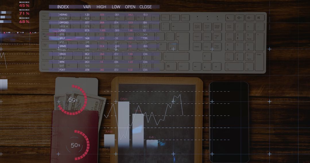 Financial Data Processing Display Over Desk Setup
