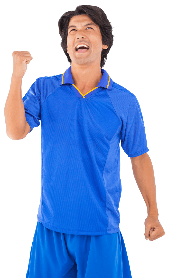 Transparent Background Cheering Football Player with Fist Pump