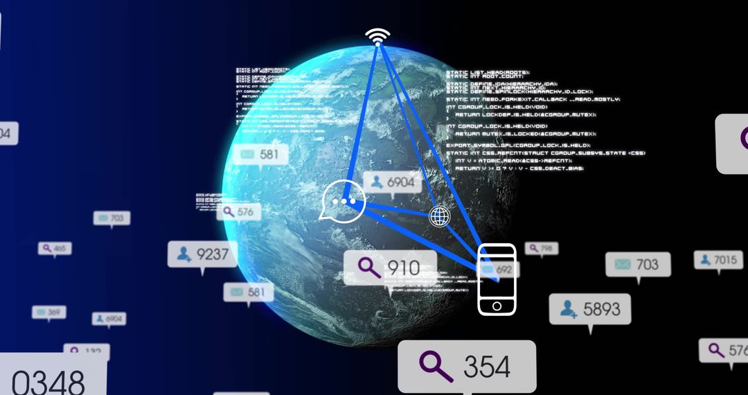 Global Connectivity Technology with Social Media and Internet Symbols