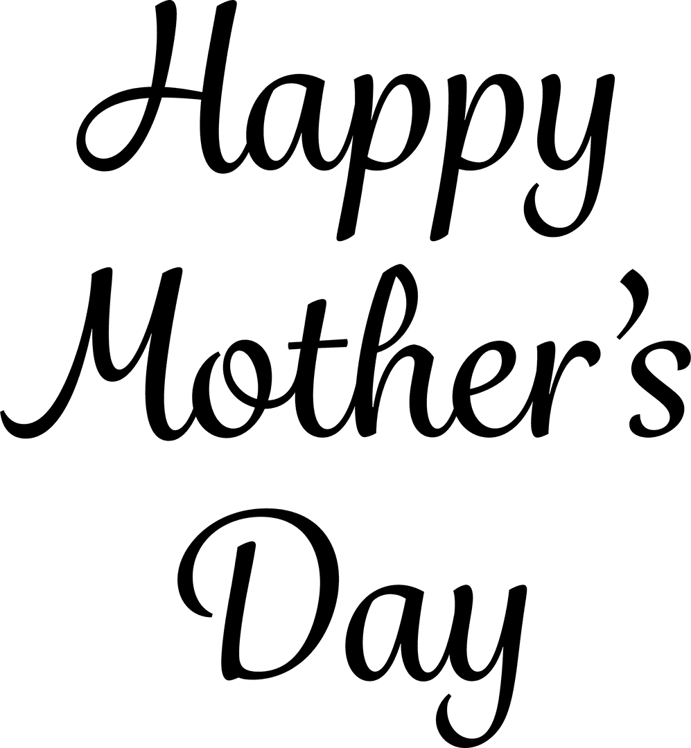 Happy Mother's Day Text Black Transparent Celebration