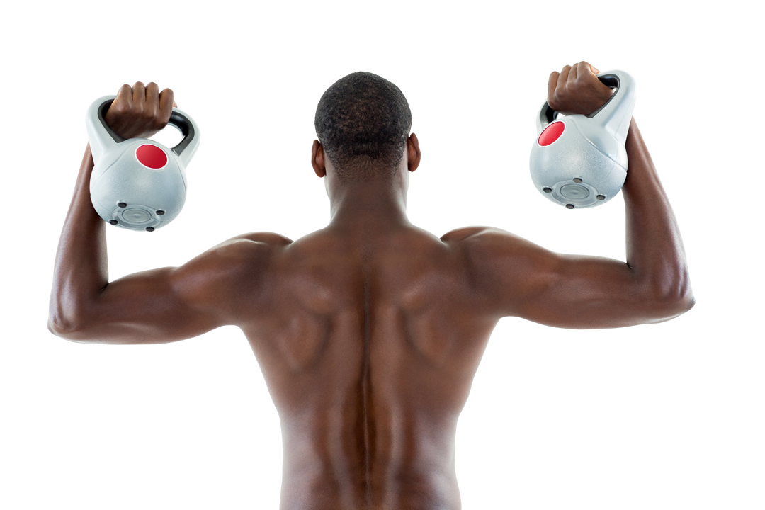 Transparent Background Rear View Shirtless Fit Man Lifting Kettlebells - Download Free Stock Images Pikwizard.com