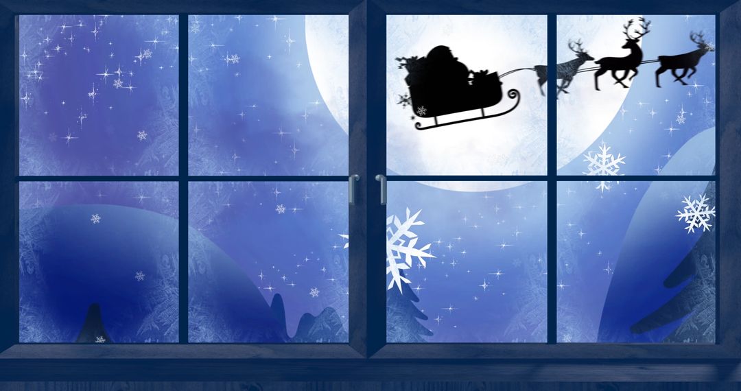 Silhouette of Santa's Sleigh Flying Across Winter Night Sky - Free Images, Stock Photos and Pictures on Pikwizard.com