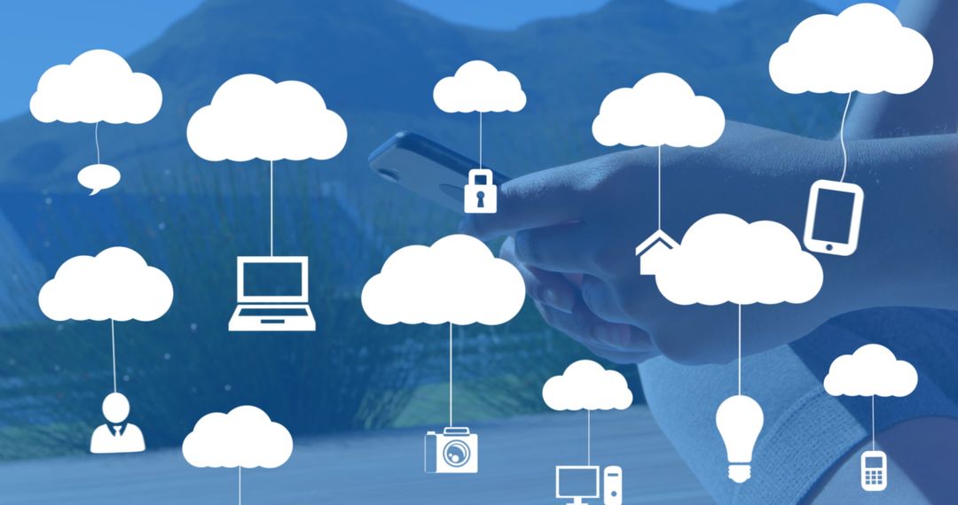 Digital Cloud Computing With Mobile Technology Concept