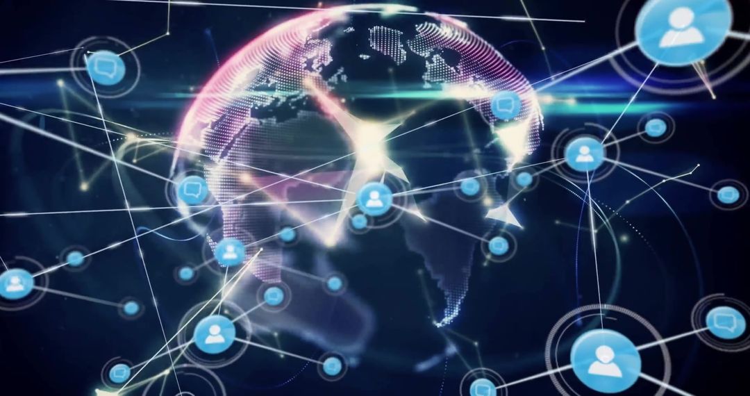 Global Digital Connections Network Over Glowing Earth