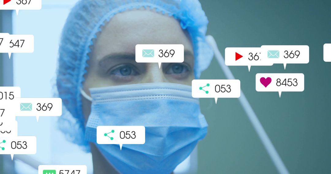 Healthcare Worker With Digital Icons Interaction in Clinic