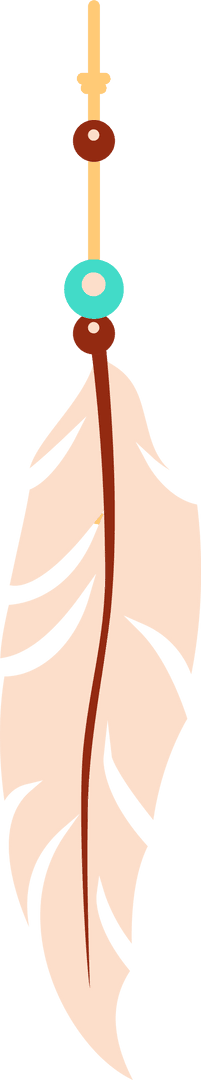 Bohemian Feather Ornament with Beads on Transparent Background