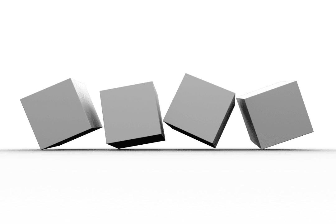 Floating Grey Cubes on Transparent Background