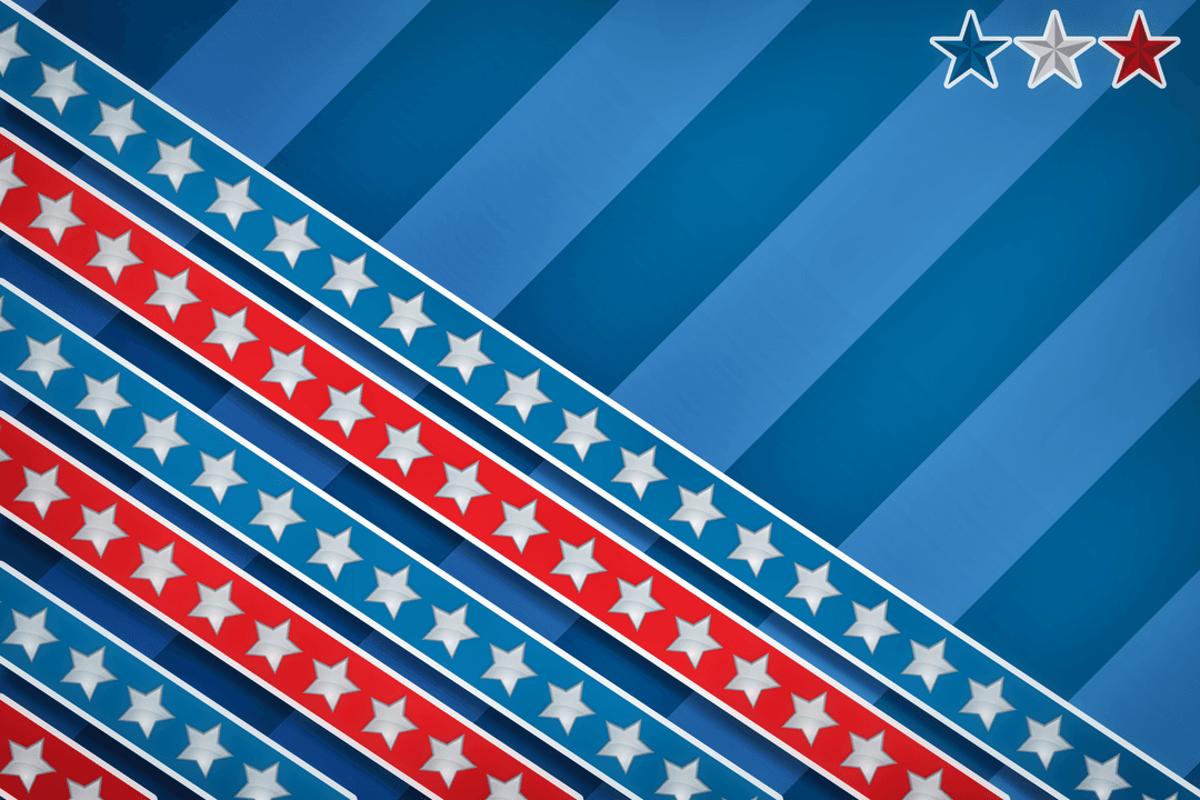 Patriotic Lines with Stars PNG Transparent Background