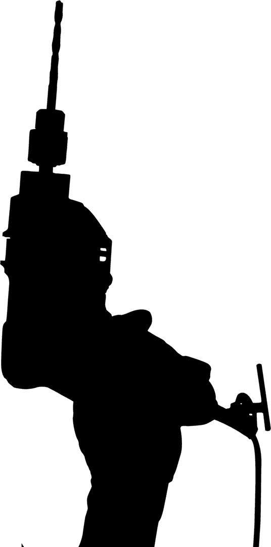 Silhouette of Hand with Drill Concept on Transparent Background