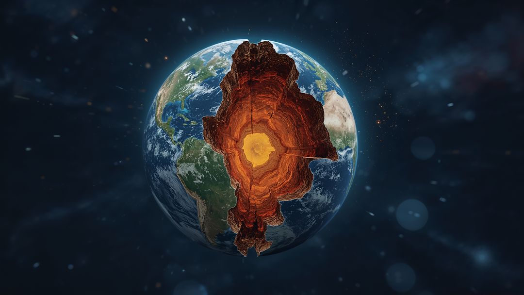 AI-Generated Earth Layers with Glowing Molten Core in Space
