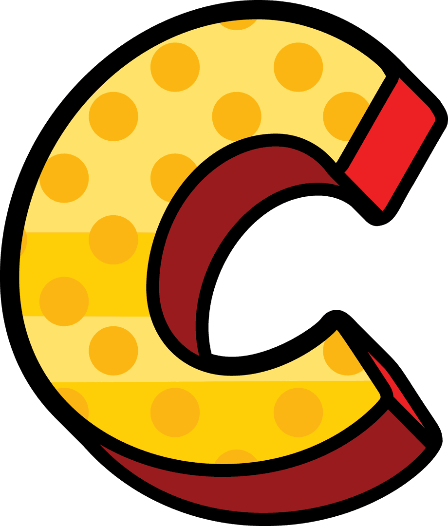 Creative Polka Dot Letter C on Transparent Background