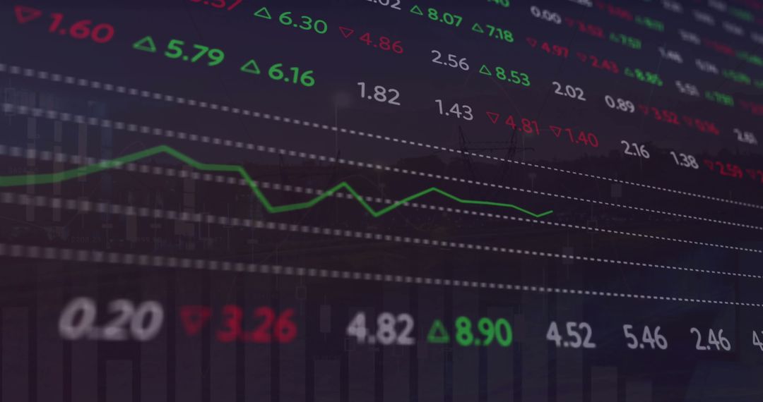 Stock Market Data with Digital Overlay Caesarating Cityscape
