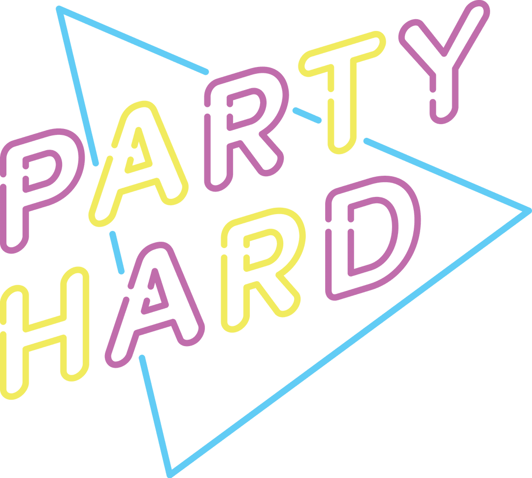 Colorful Party Hard Emboldened Letters on Transparent Background