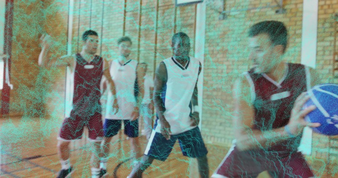 Intense Basketball Game Highlights Competition and Teamwork