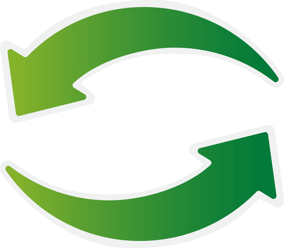 Green Arrows Illustrating Recycling Process on Transparent Background