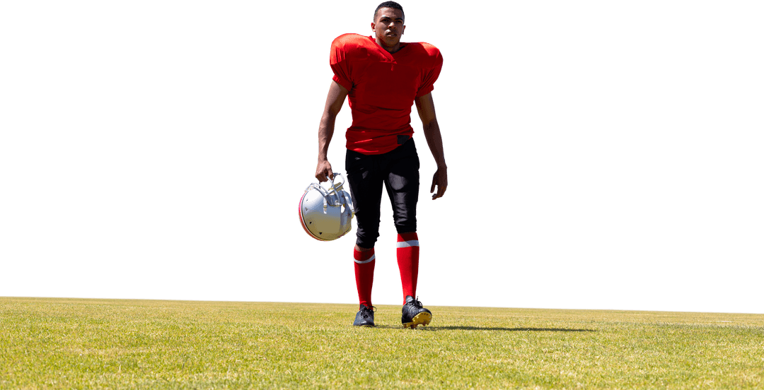 Determined African American Rugby Player on Transparent Background