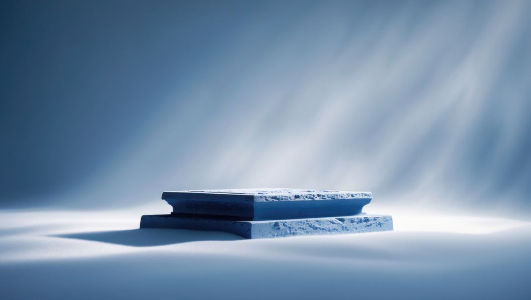 Abstract Two-Tier Platform in Blue Ambient Light
