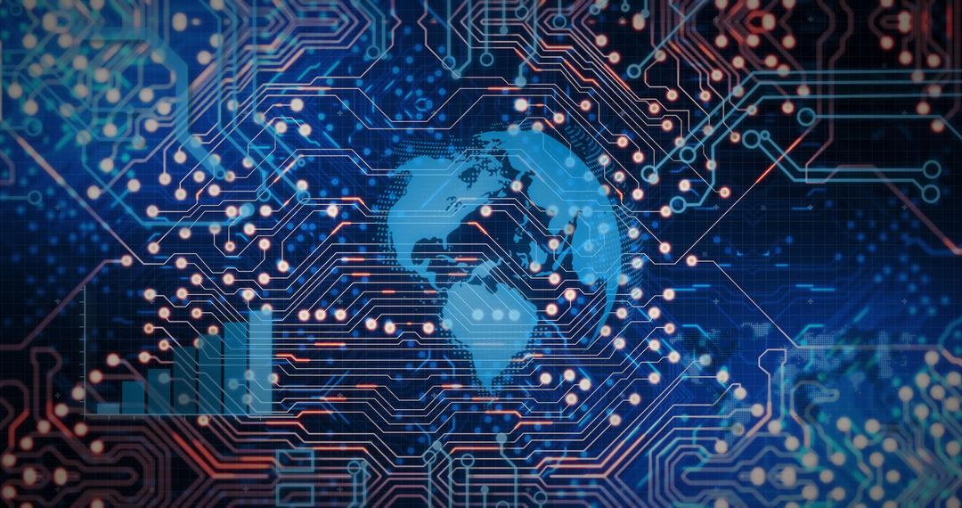 Global Connectivity and Circuit Technology on Digital Abstract Background