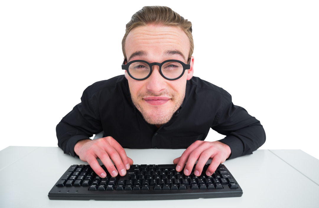 Transparent backdrop businessman typing on keyboard - Download Free Stock Images Pikwizard.com