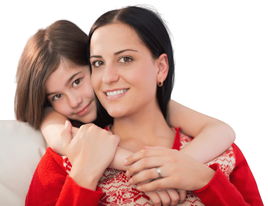Happy Caucasian Mother and Daughter Celebrating Tradition on Transparent Background