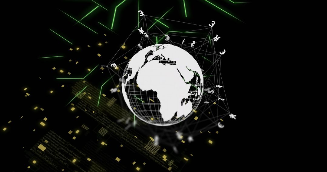 Global Financial Network with Currency Symbols and Digital Data