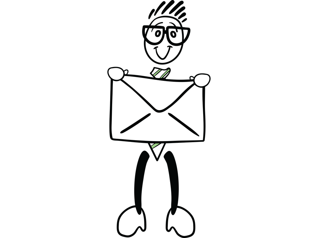 Smiling Cartoon Character Holding Large Transparent Envelope - Download Free Stock Images Pikwizard.com