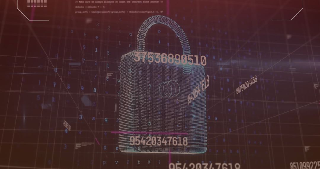Digital Lock with Floating Numbers Representing Cybersecurity Technology