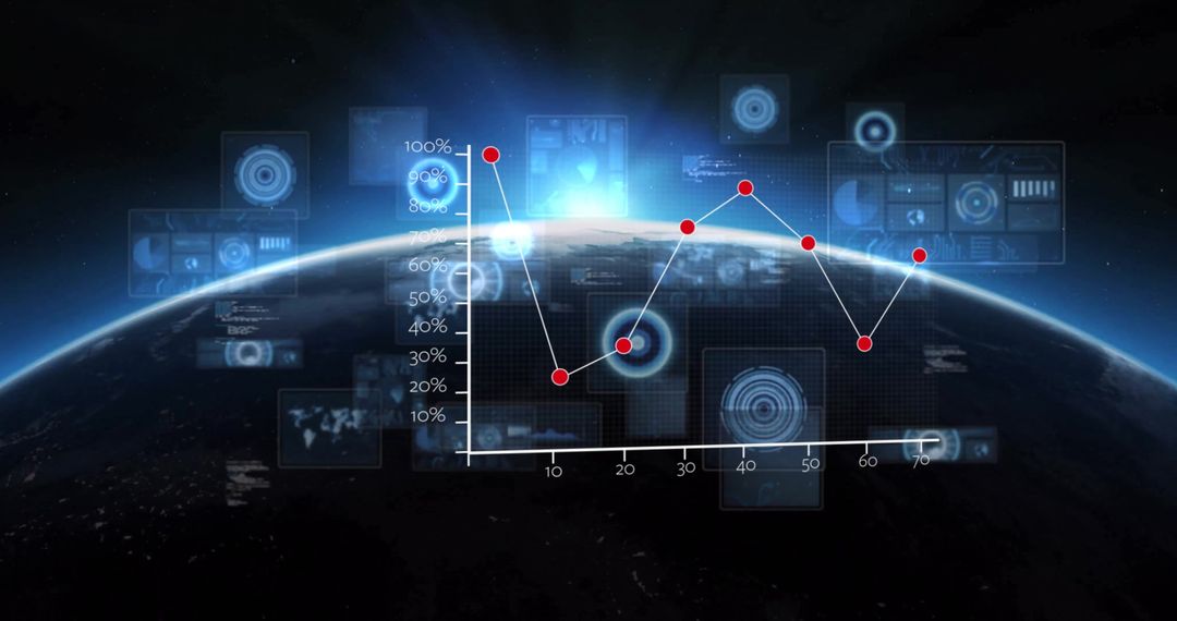 Digital Data Visualization Over Earth with Infographics