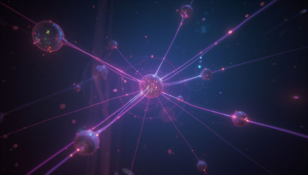 Futuristic Digital Network with Glowing Connecting Spheres