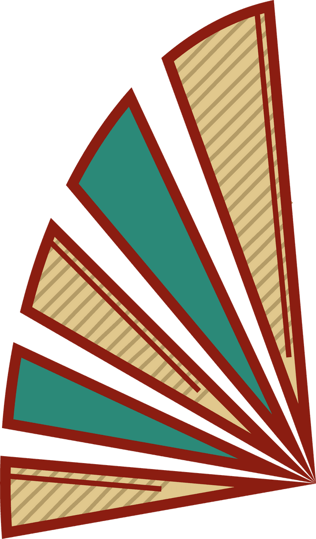 Abstract Fan Art on Transparent Background with Teal Striped Design