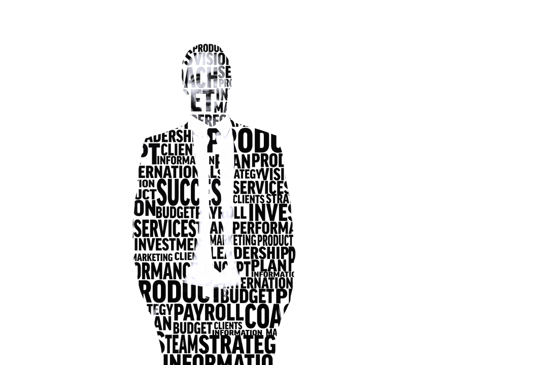 Transparent Businessman Illustration Representing Words Concept