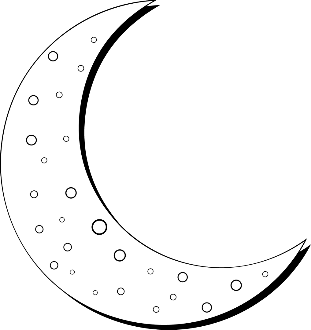 Flat Design Transparent Crescent Moon with Craters