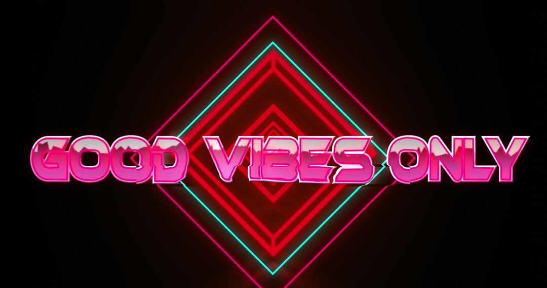 Retro Neon Text Design with Good Vibes Only Message