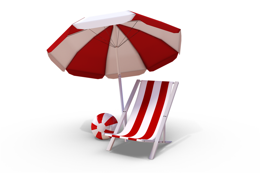 Transparent Background: Summer Deckchair, Umbrella, and Beach Ball Illustration - Download Free Stock Images Pikwizard.com