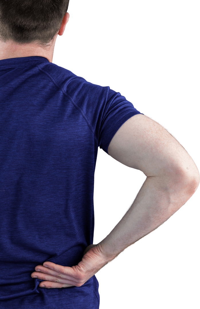 Man Experiencing Back Pain with Transparent Background
