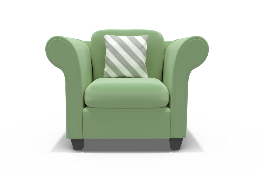 Green Armchair with Striped Cushion on Transparent Background - Download Free Stock Images Pikwizard.com