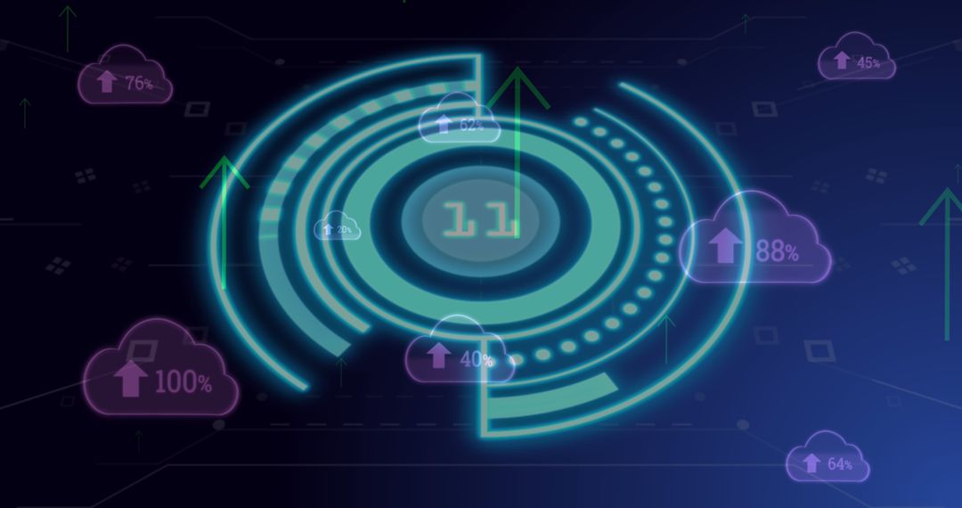 Futuristic Digital Interface with Cloud Data Analysis Graphics