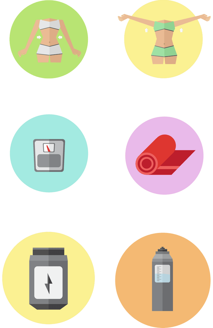 Vector Sports Icons on Transparent Background for Fitness and Well-being