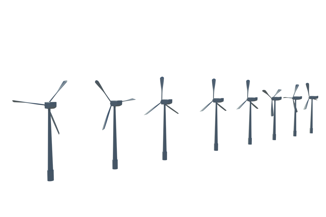 Row of Modern Transparent Wind Turbines on a Clear Background - Download Free Stock Images Pikwizard.com