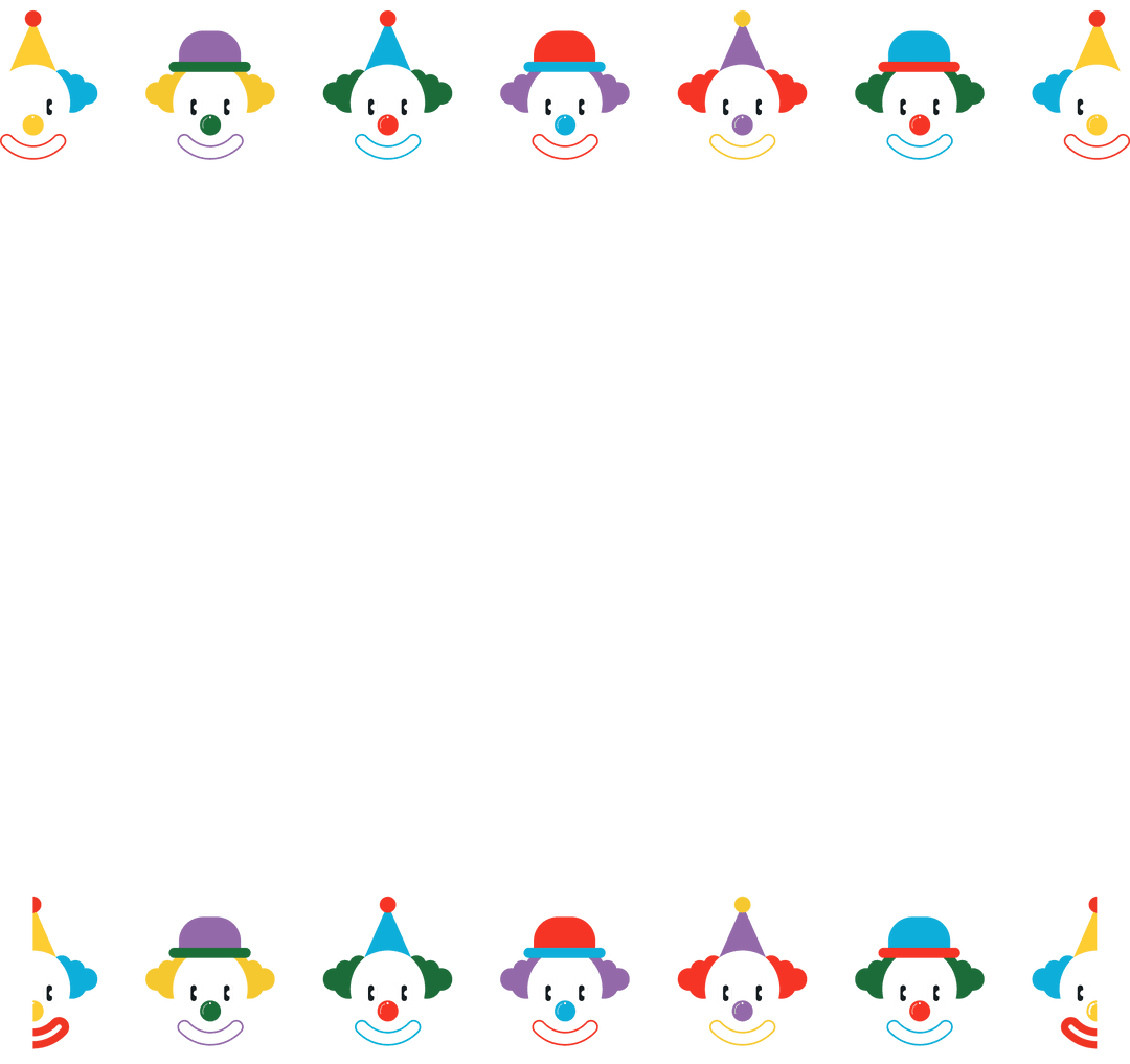 Colorful Clown Head Border With Transparent Background