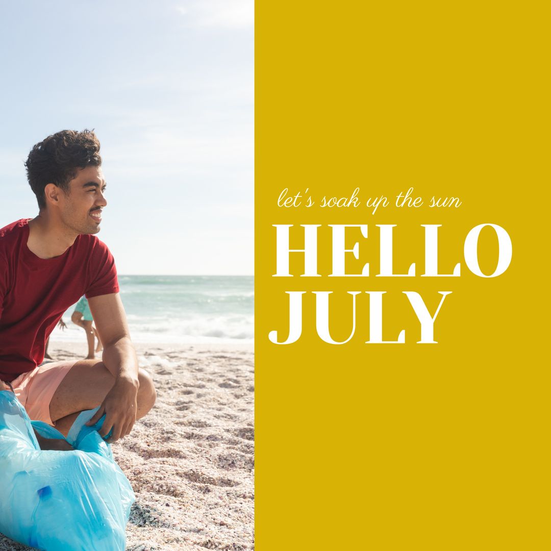 July Vacation Man Enjoying Beach Weather