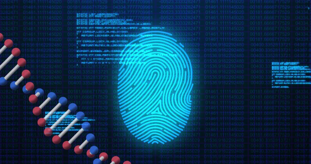 Digital Fingerprint Scanning with DNA and Data Code Background