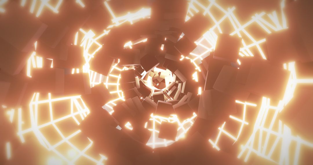 Futuristic abstract glowing tunnel with tiles