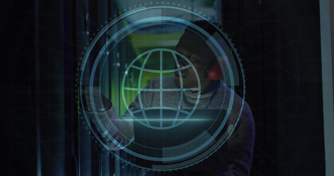 Cybersecurity Engineer Safeguarding Data in Server Room